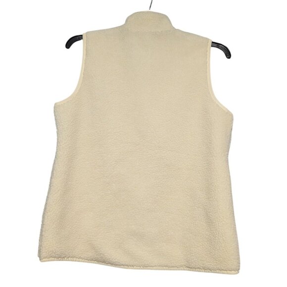 T By Talbots Sleeveless Fleece Sherpa Vest Jacket Full Zip Cream Womens Size M - Picture 2 of 7
